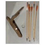 ARROWS AND PC. OF DECORATIVE WOOD