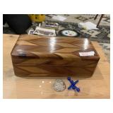 HAND CRAFTED WOOD BOX WITH DISNEY MULAN PINBACK