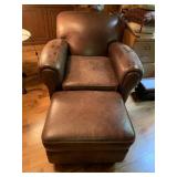 LEATHER ARMCHAIR WITH MATCHING OTTOMAN
