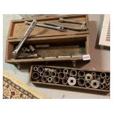 CRAFTSMAN SOCKETS IN WOOD STORAGE BOX W/ LIFT OUT