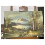 F. WHITMAN OIL ON CANVAS MOUNTAINS IN THE