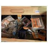 DRAWER CONTENTS CLOTHES PINS, SCREWDRIVER, COAT