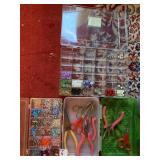 2 BINS AND JEWELRY MAKING TOOLS