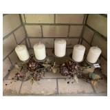 6 CANDLE CANDLE HOLDER WITH PINECONE SWAG