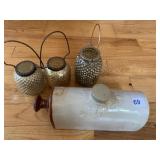 BUGGY WARMER W/ CRACK ON SIDE AND 3 LANTERNS