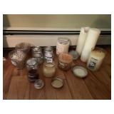 JAR CANDLES, NEW AND BURNED, 10" PILLAR CANDLES,