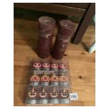 DEPT 56 TEA LIGHTS WITH FACES, 2 NEW 10" PILLAR