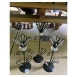 INTERESTING BEADED CANDLE HOLDER TRIO, 14"