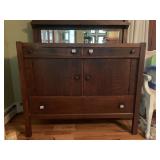 MISSION STYLE SIDEBOARD, BEVELED MIRROR BACK,