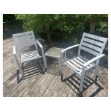 2 WHITE ALUMINUM PATIO CHAIRS AND COORDINATING