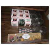 6 METALLIC HOLLY TEA LIGHT HOLDERS, CHRISTMAS