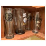 STEELERS WATER PITCHER AND 4 GLASSES