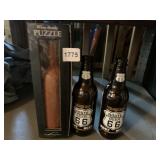 WINE BOTTLE PUZZLE, ROUTE 66 BEER BOTTLES