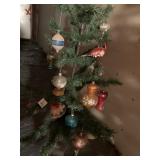 SMALL TREE W/ ANTIQUE ORNAMENTS