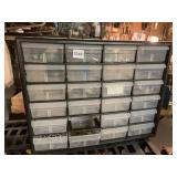 PLASTIC ORGANIZER 23 BINS SEVERAL FULL