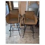 2 IRON BASE BAR STOOLS