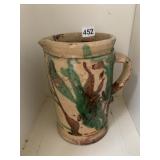 POTTERY PITCHER MULTICOLOR 9.25H GLAZED