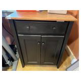 BLACK 2 DOOR 1 DRAWER CABINET WOOD TOP