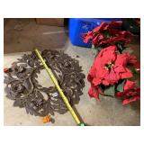 METAL 24" WREATH AND POINTSETTAS