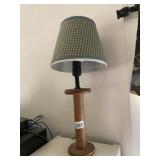 SPOOL LAMP W/ GREEN/WHITE SHADE