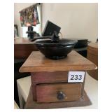 COFFEE GRINDER 2 BANDED BOXES WOODEN SPOOL LAMP