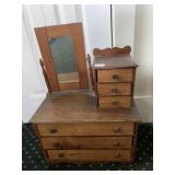 ANTIQUE DRESSING BUREAU 25X16X9 TILT TOP MIRROR 6