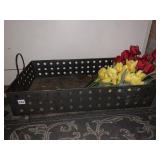 24" METAL BASKET W/ HANDLES AND TULIPS