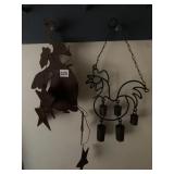 ROOSTER W/ BELLS, METAL AND METAL ANGEL W/ STARS