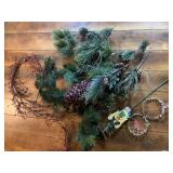 METAL ANGEL STEAK MANTLE GREENS LARGE PINECONES