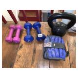 3LBS WEIGHTS 5LB 10LB ANKLE AND 25LB KETTLEBELL