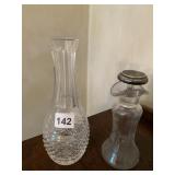 STERLING TOP VINEGAR AND OIL ETCHED BOTTLE AND