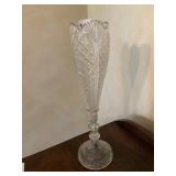 CRYSTAL VASE 14IN HIGH BEAUTIFUL ETCHING