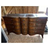 BOW FRONT ANTIQUE DRESSER 35" H X 21"D X 62"W