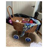 WICKER BABY DOLL BUGGY AND 4 SLEEPY EYE DOLLS BY