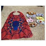 SPIDERMAN AND ASSORTED BARNYARD MASKS LIKE NEW
