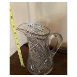WHEEL CUT GLASS PITCHER
