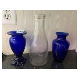 COBALT BROWN BOTTOM VASE FOREMAN DAIRY MILK