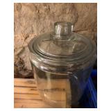 WOOD CRATE W/ HANDLES & GLASS JAR W/ LID