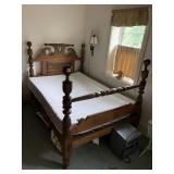 ANTIQUE ROPE BED 4 POSTER 51W WITH ZIPPER COVER