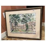 FRAMED CHURCH SCENE WATERCOLOR BY BETSY COUP
