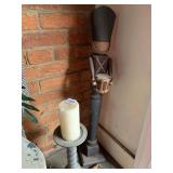 WOOD MILITARY PLAYING DRUM 32H CANDLE STAND AND