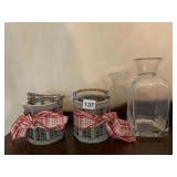 CANDLE HOLDERS WITH GLASS LINER WITH BLOWN GLASS