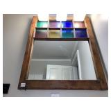 COLORED 8 PANEL TOP WINDOW MIRROR 35X29 YELLOW