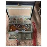 JEWELRY BOX FULL OF JEWELRY BEADED NECKLACES AND