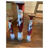 3 SANTA CANDLE STANDS 10IN AND 15IN