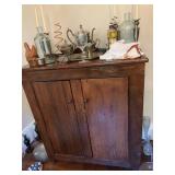 PINE TUDOR ANTIQUE CUPBOARD 44IN H 39W 17D BACK