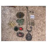 VICTORIAN BROACHES LARGE STONES NECKLACE AND PIN