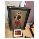 LITTLE FLUTE BOY FRAMED CARDBOARD AND FRAMED MAN