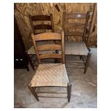 3 RUSH SEATED CHAIRS
