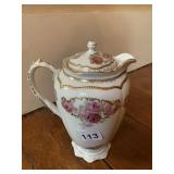 HAND PAINTED AND ROSE DESIGN 9IN HIGH WITH LID